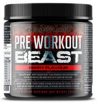 Pre Workout Beast (Berry Flavour) - Hardcore pre-Workout Supplement with Creatine, Caffeine, Beta-Alanine and Glutamine (Regular - 306 Grams | 40 Servings - FitnSupport