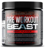 Pre Workout Beast (Berry Flavour) - Hardcore pre-Workout Supplement with Creatine, Caffeine, Beta-Alanine and Glutamine (Regular - 306 Grams | 40 Servings - FitnSupport